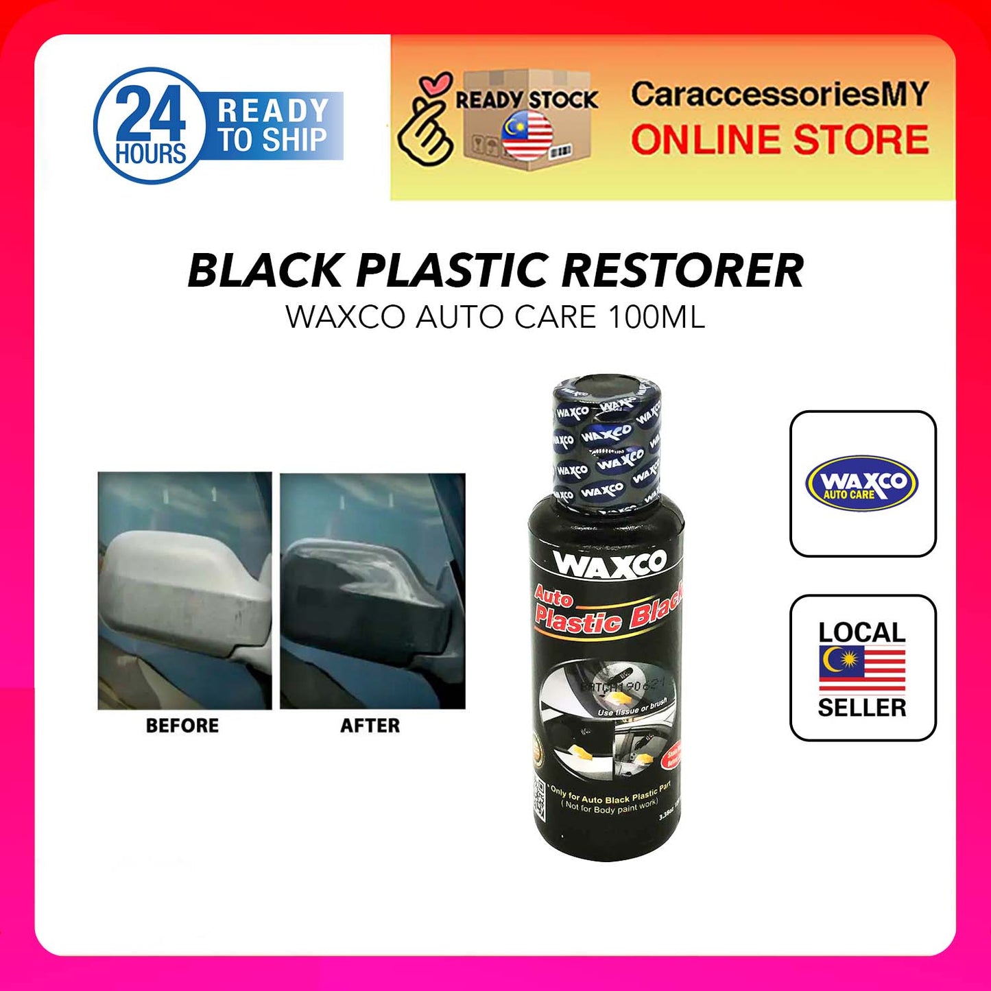 WAXCO Black Auto Plastic Colour Restorer Rubber Black Restore Trim Kereta kembalikan warna plastik Kilat plastic coating
