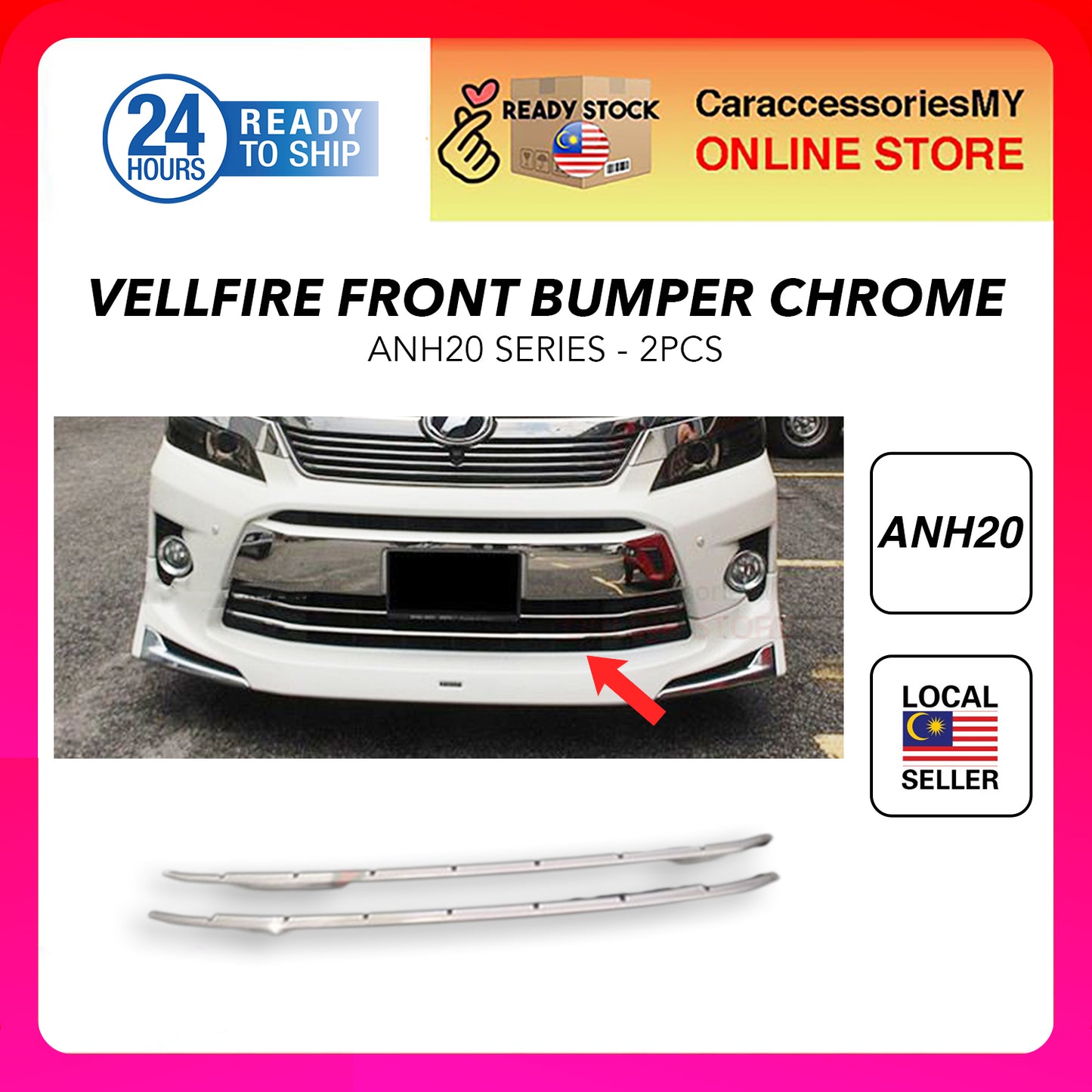 Toyota vellfire anh20 accessories bodykit chrome trim cover 2012-2014 Z-Grade Front Bumper Grille Chrome Garnish