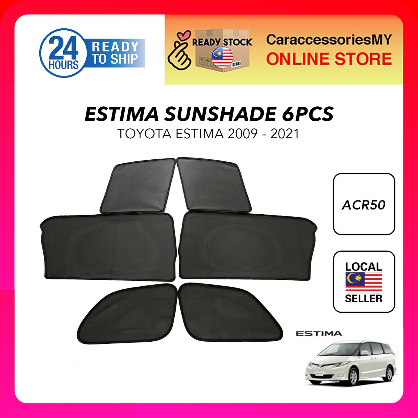 Toyota estima acr50 oem sunshade sun shade cover magnet 6 pcs