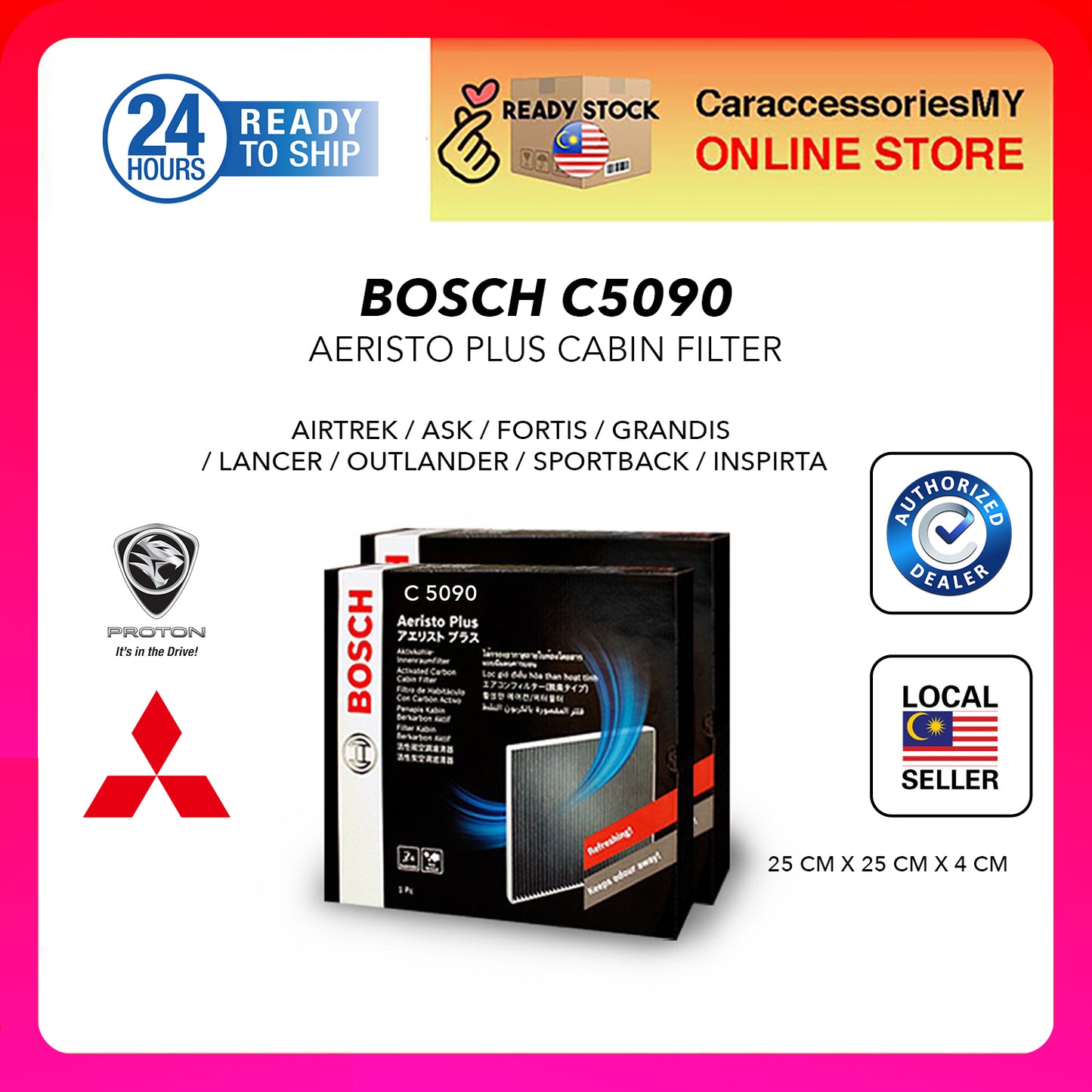 Bosch carbon cabin air filter Mitsubishi Airtrek ASX Grandis Lancer GT Outlander sportback Proton Inspira C5090 CM090