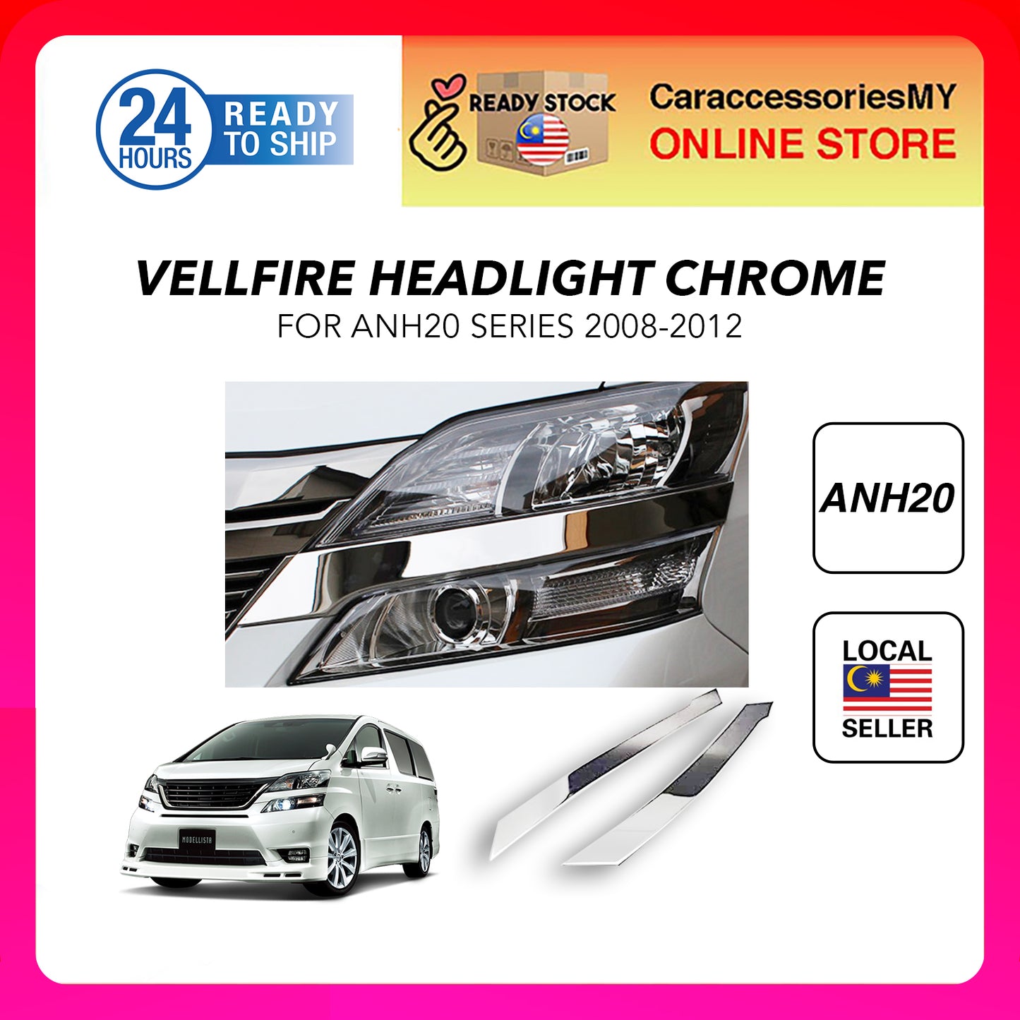 Toyota vellfire anh20 accessories bodykit chrome trim cover 2008-2012 TV182