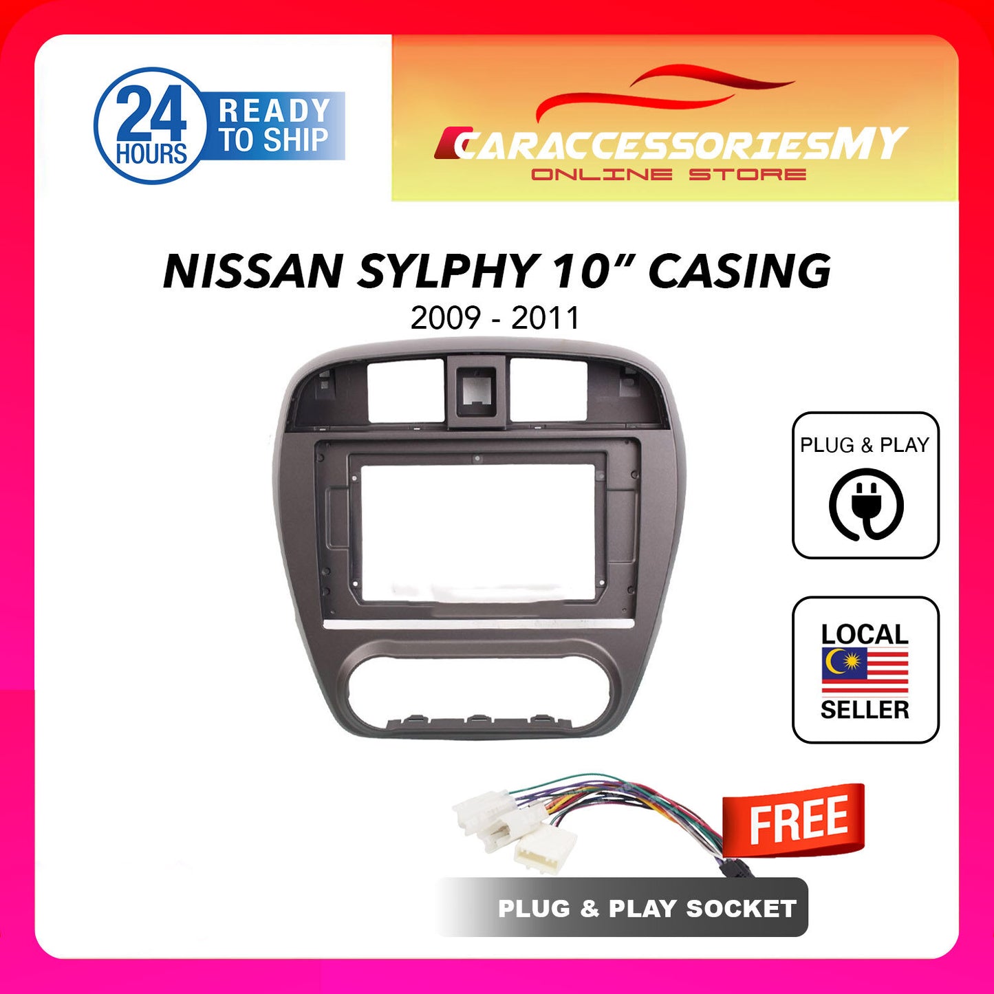 Nissan Sylphy 2009 to 2011 10" inch car android player casing with socket plug and play