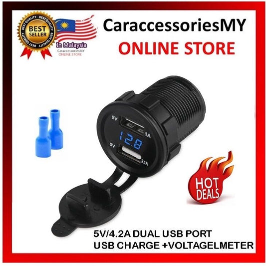 QC3.0 12V/24V Dual Port Car USB Charger Power Outlet For Car Boat Led Voltage Meter car accessories
