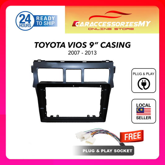 Toyota Vios 2007 to 2013 9 inch Android Player casing with socket plug and play