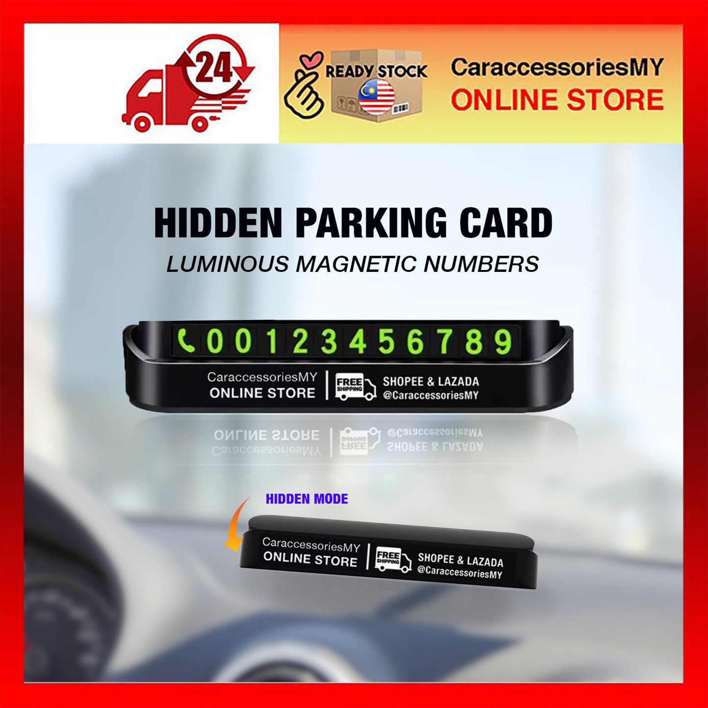 Car Temporary Parking double park HP Card Phone Number Card Plate Car Sticker Telephone Number Car Park mobile 停车号码牌 parking card