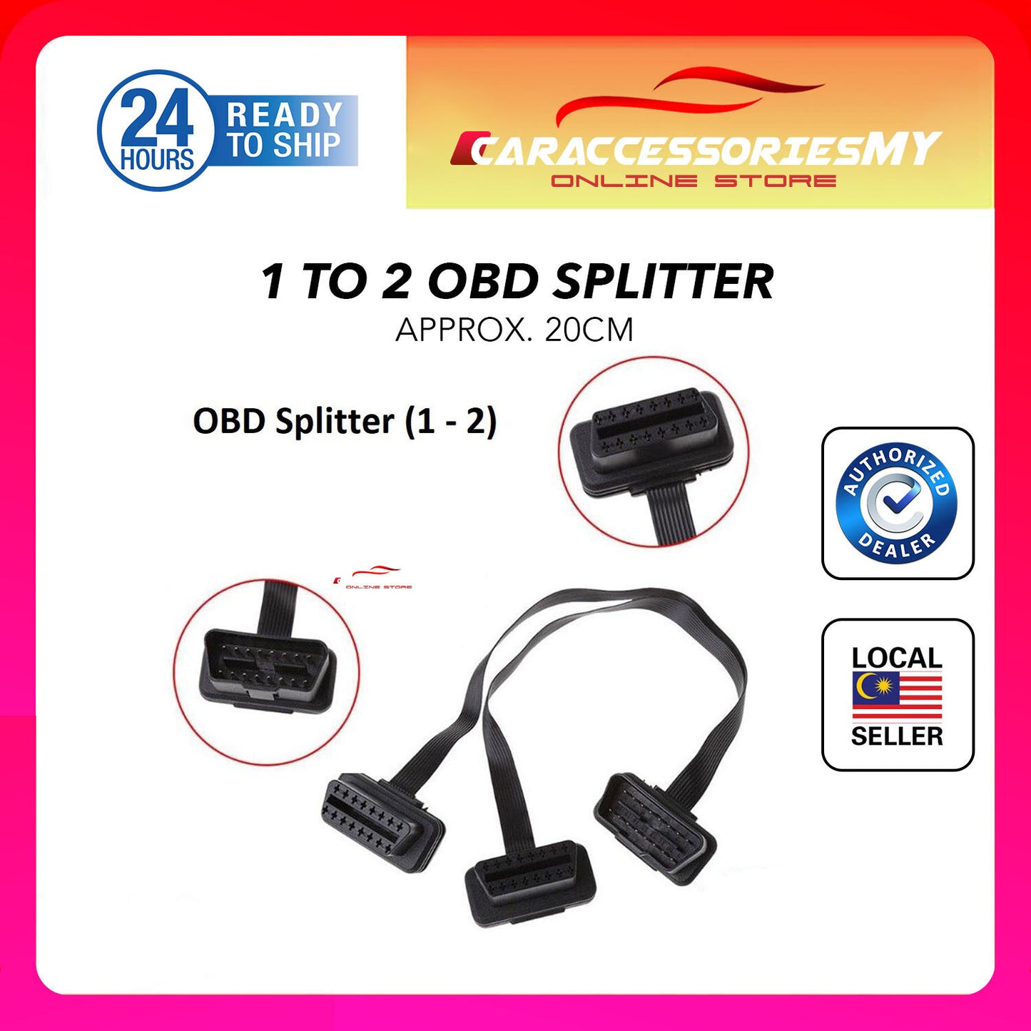 OBD splitter 1to2 2 in 1 OBD II OBD 2 16 Pin Cable ELM327 Male To Female Y Splitter Elbow Extension Cable