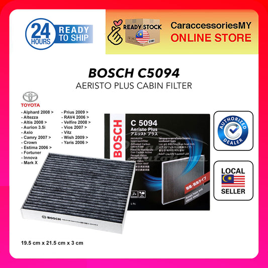 Bosch Carbon Cabin Filter C5094 Aeristo Plus Altis Innova Vios Estima Alphard Wish Camry Corolla Mark-X Land Cruiser