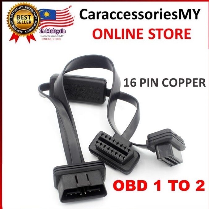 OBD splitter 1to2 2 in 1 OBD II OBD 2 16 Pin Cable ELM327 Male To Female Y Splitter Elbow Extension Cable
