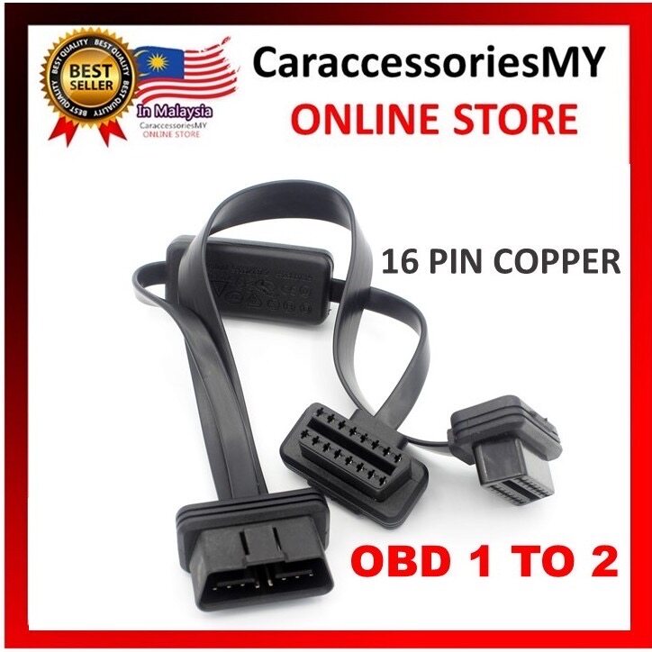 OBD splitter 1to2 2 in 1 OBD II OBD 2 16 Pin Cable ELM327 Male To Female Y Splitter Elbow Extension Cable