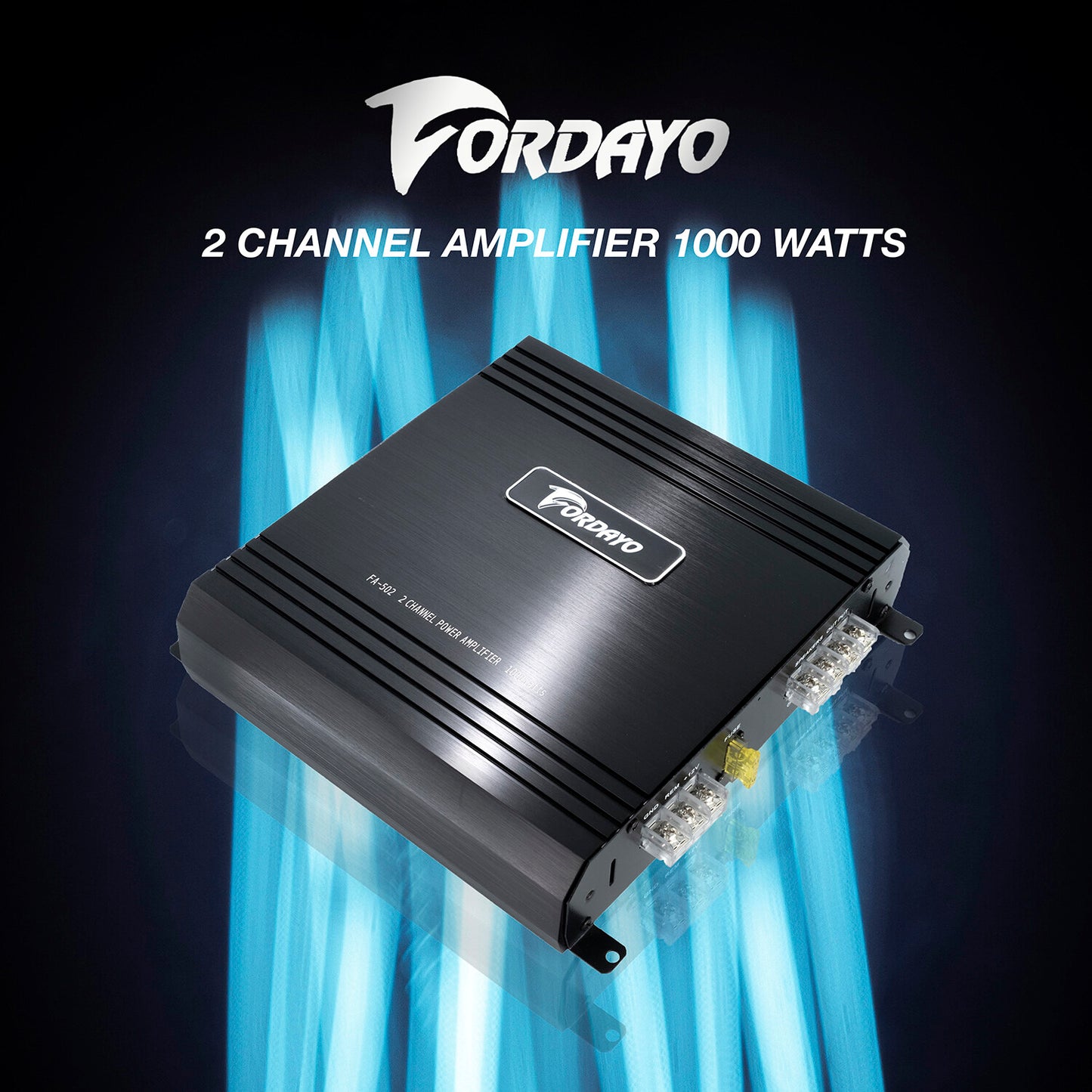 Fordayo 2ch amplifier 1000 watts high power car 2 channel amp woofer speakers power boost