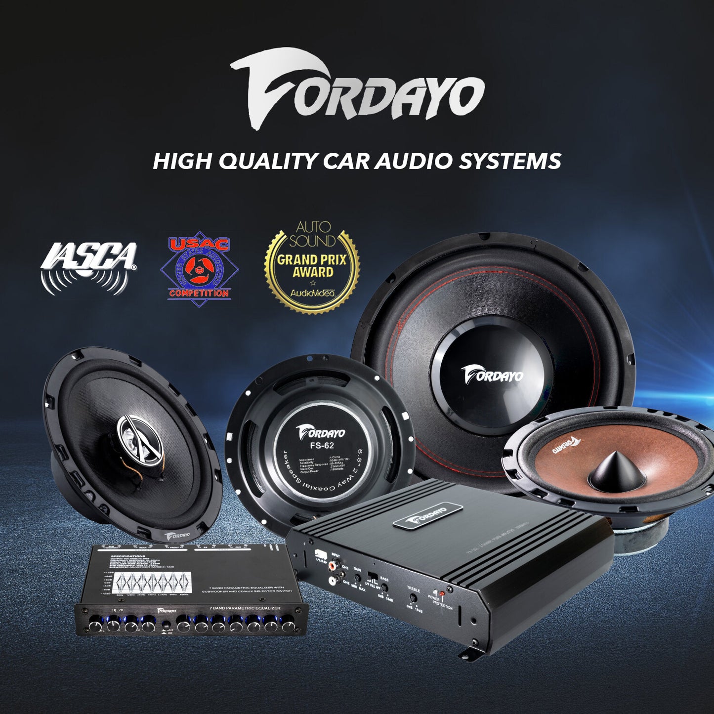 Fordayo 2ch amplifier 1000 watts high power car 2 channel amp woofer speakers power boost