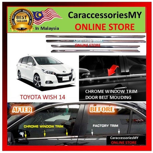 Toyota Wish 2014 Door Window Trim Panel - Stainless Steel -1set/4pcs chrome