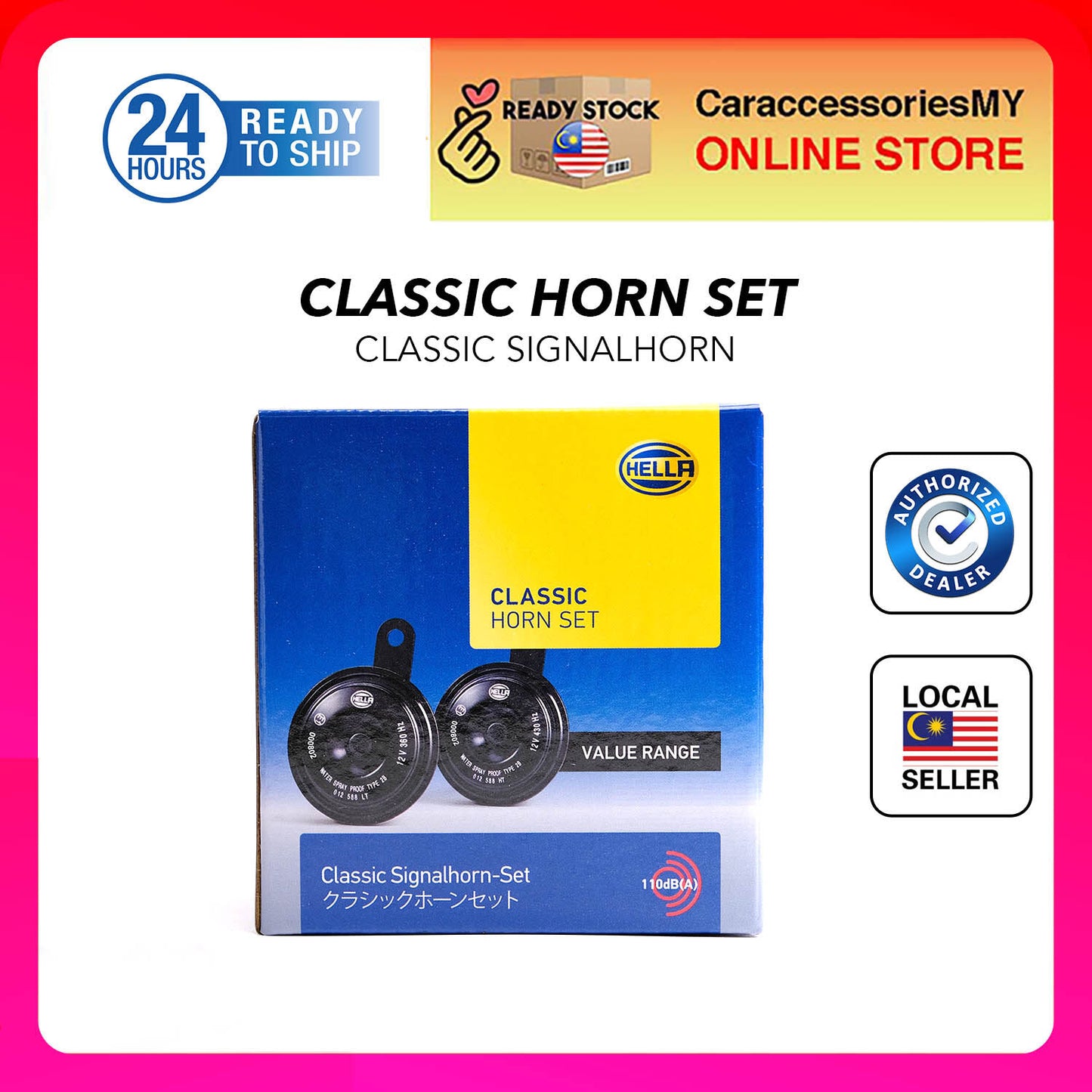 HELLA 12V Classic Universal Horn Set - 3AM 012 588 151 Horn Motor Horn Kereta Car Horn Motorcycle Accessories