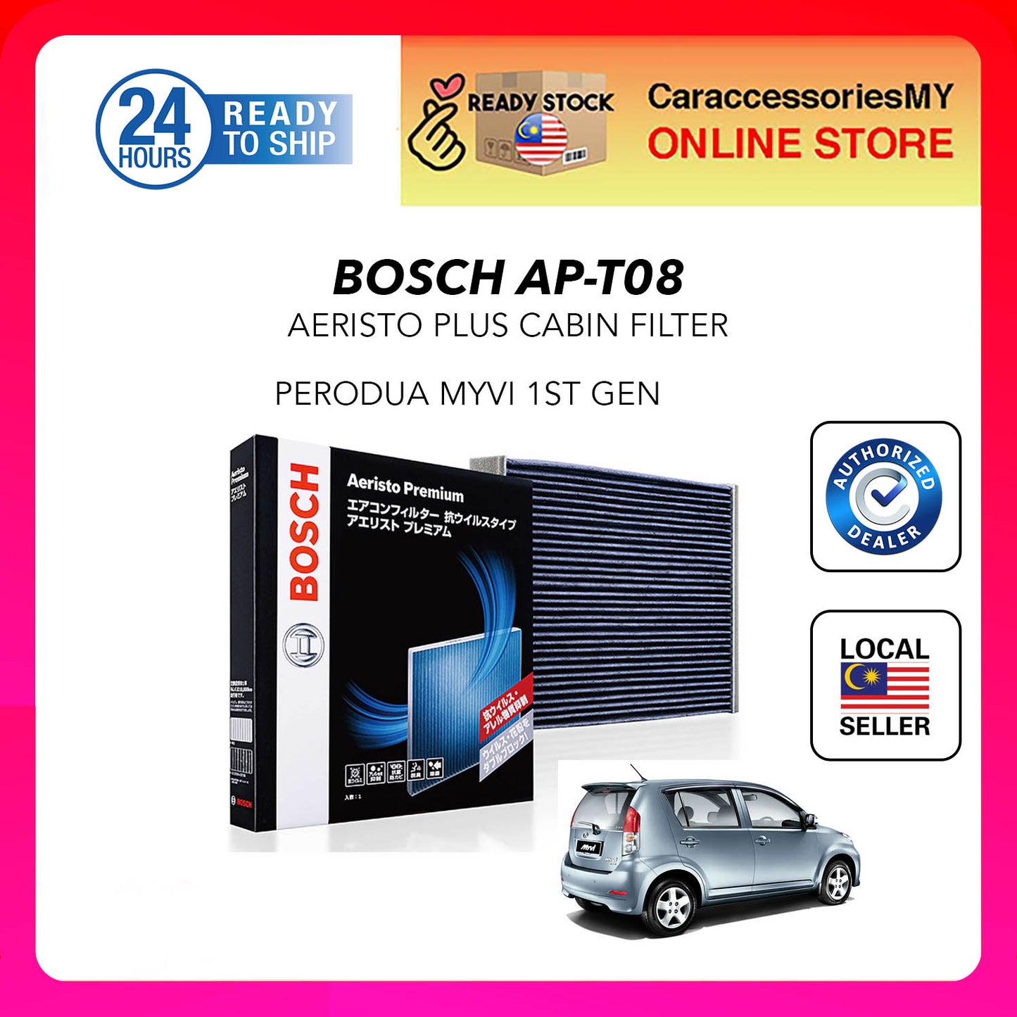 Bosch carbon cabin air filter for myvi 1st gen old 2005 2010 aircond filter aeristo premium at-p08