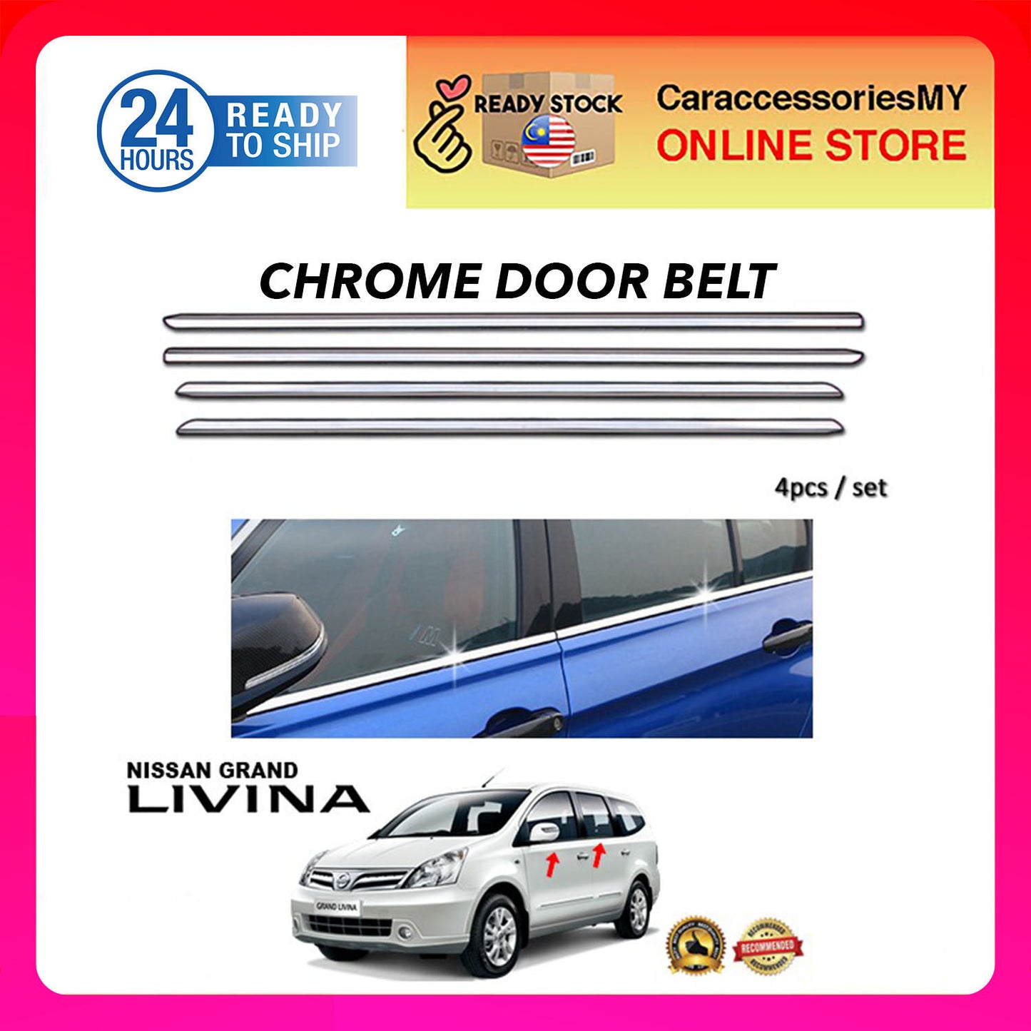 Nissan Grand Livina Chrome Window Trim/ Lining/ Door Belt Moulding