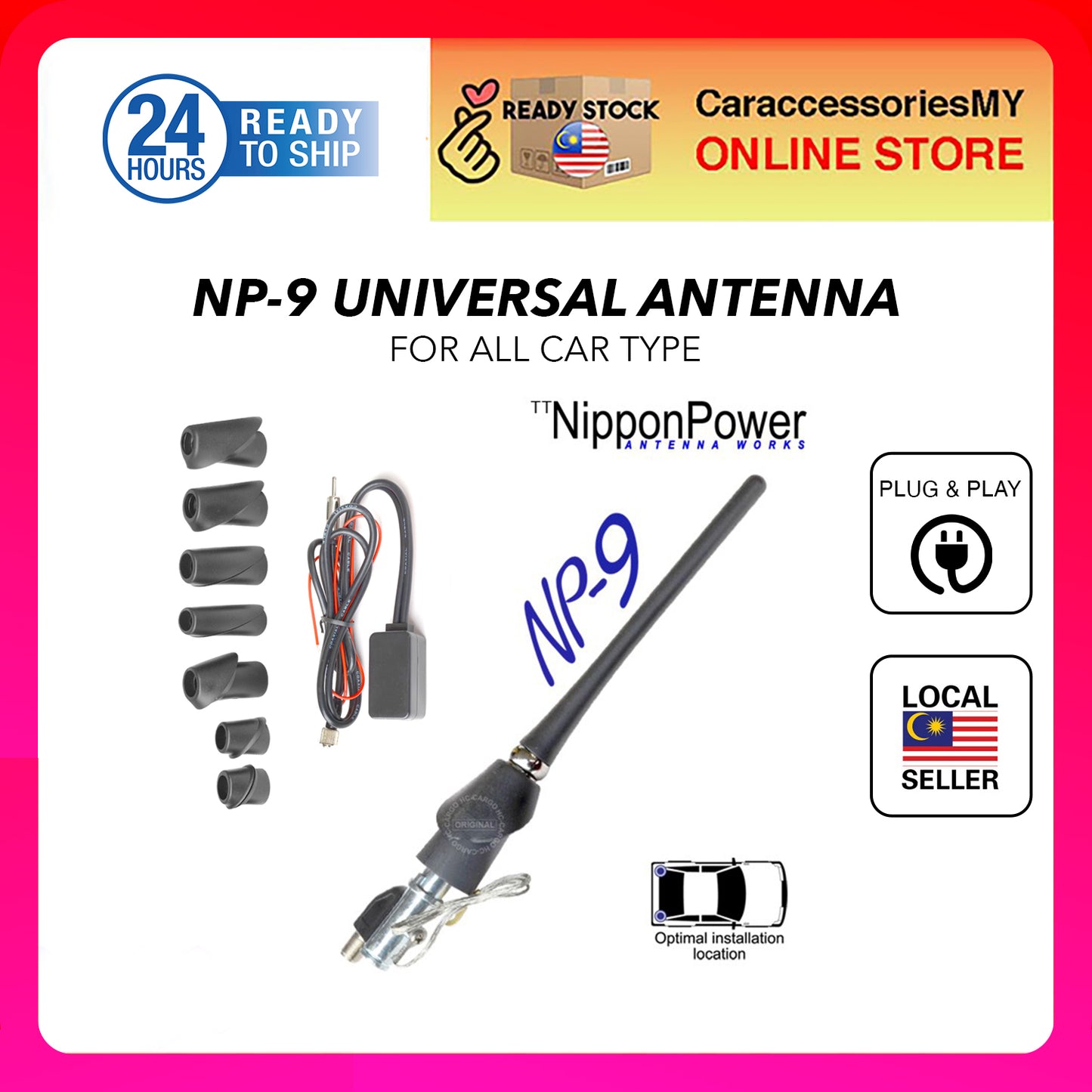 Nippon Power NP-9 universal car radio antenna Replace Fully Automatic AM/FM Antenna