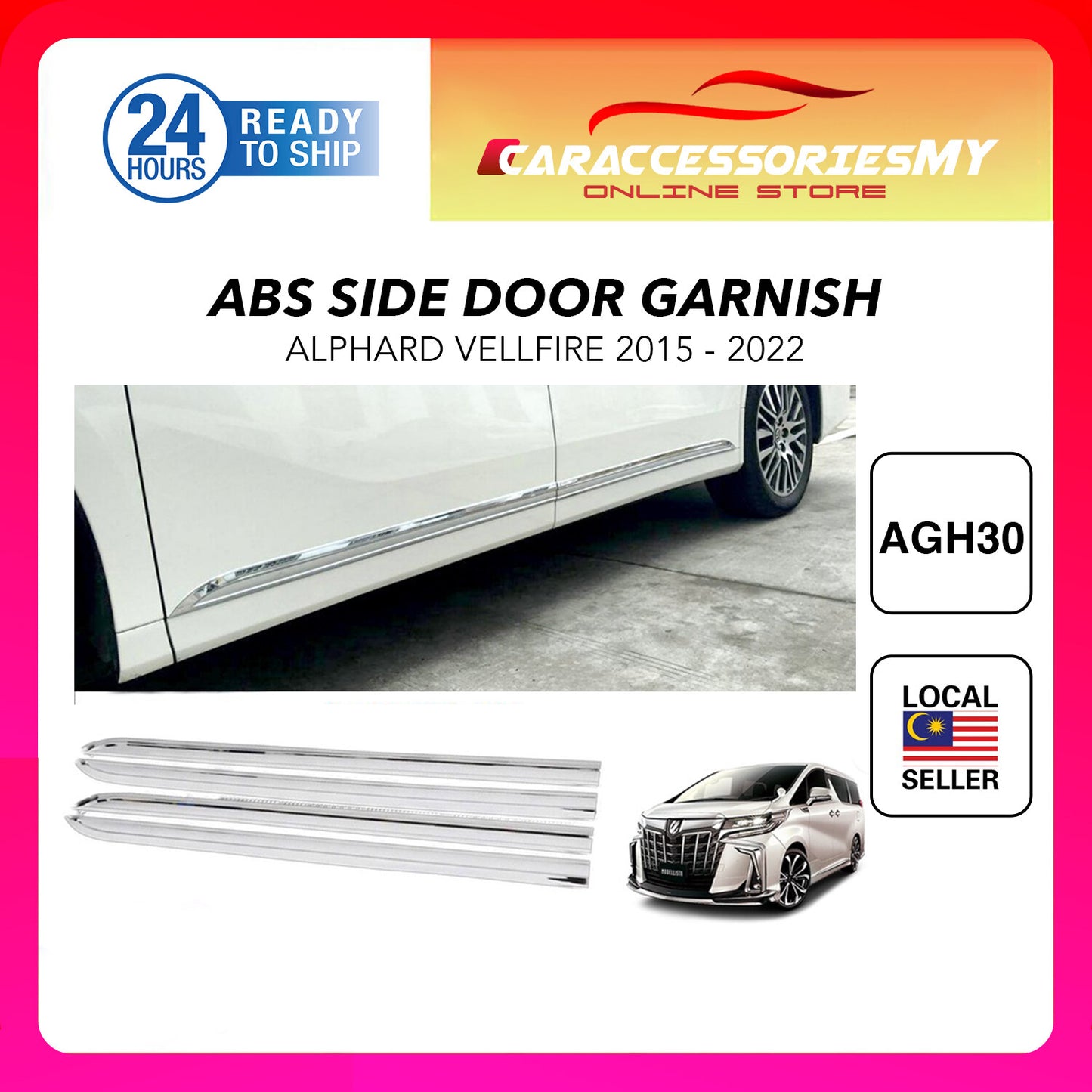 Toyota Alphard Vellfire AGH30 Side Door Moulding Chrome Trim YH487