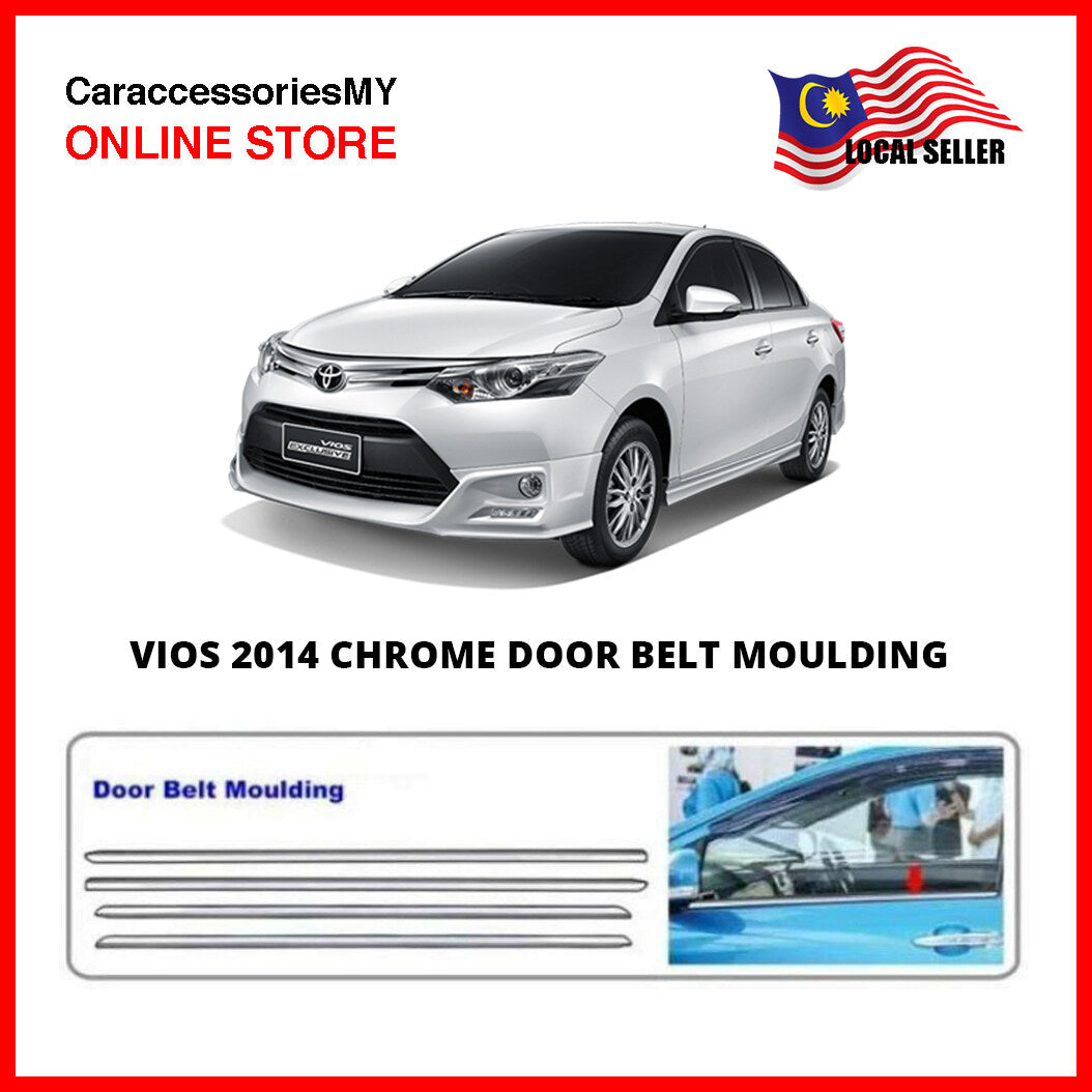 Toyota Vios 2014 Chrome Door belt Moulding Vios window trim car accessories (4pcs) car vios accessories