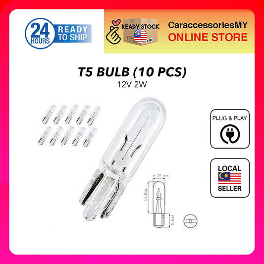 10 pcs T5 Bulb Meter Cluster Dashboard Motorcycle A/C Aircond Conditioner Dashboard Car Meter Light Bulb proton perodua
