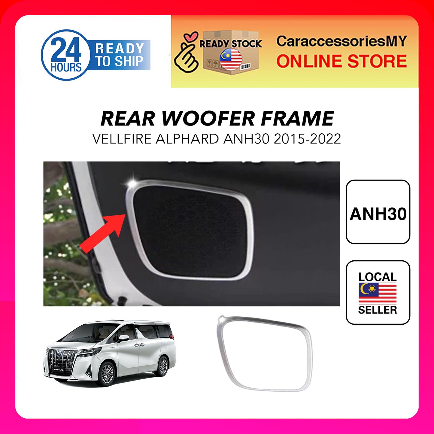 Toyota Alphard Vellfire AGH30 rear woofer chrome YH507
