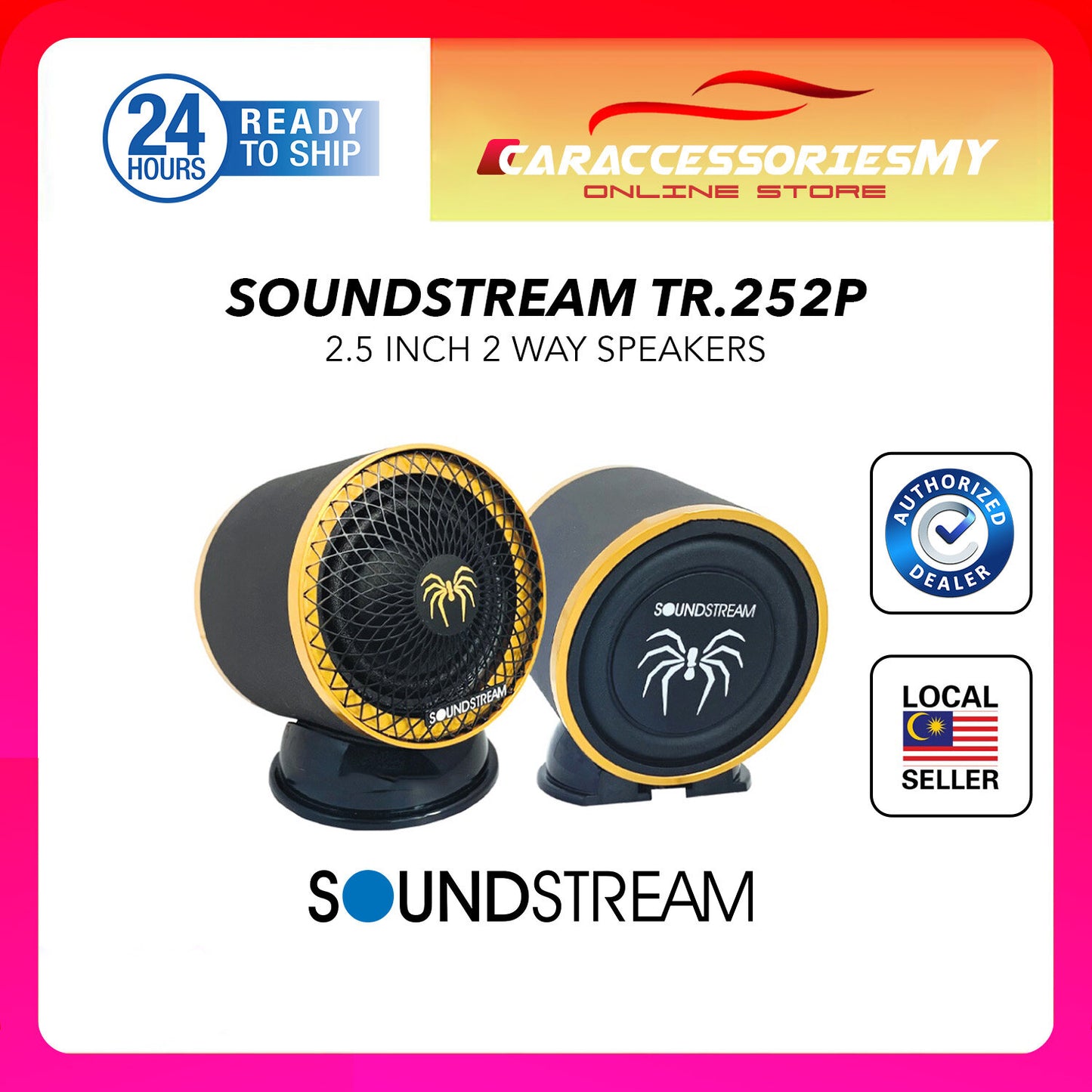 Soundstream Troupe Collection TR.252P 2.5" 2-Way Full Range Car Speakers Tweeter with Bass