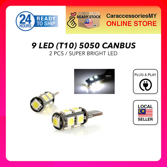 T10 9SMD LED 5050 Light Bead SMD LED Car Interior Light Bulb canbus w5w Headlight, Car Boot, License Plate Light Bulb