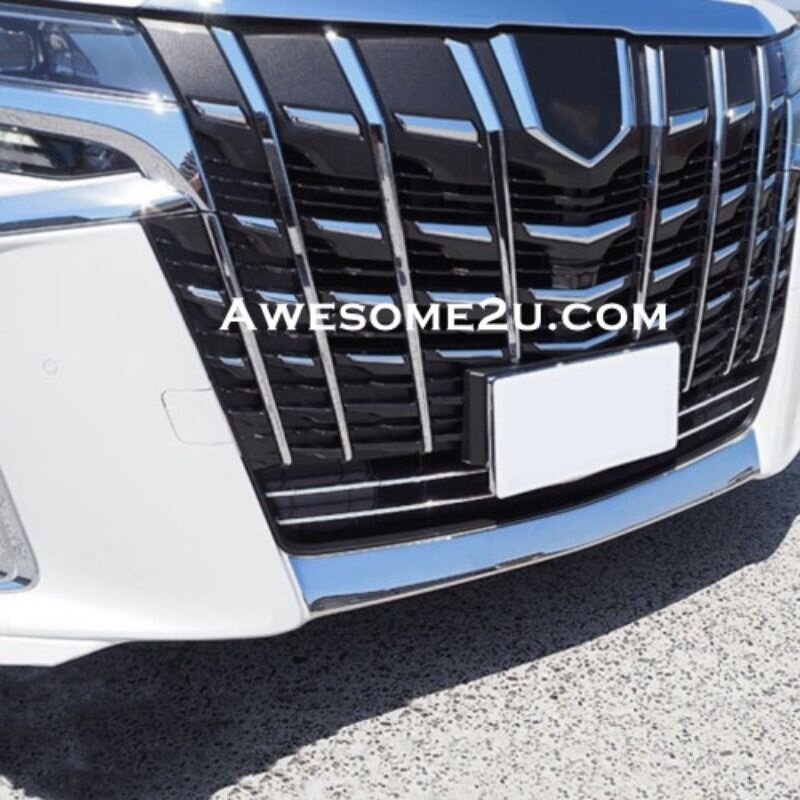 Toyota Alphard 2018-2022 AGH30 Front Bumper Grille Chrome Garnish Trim Lining Stainless Steel Frame
