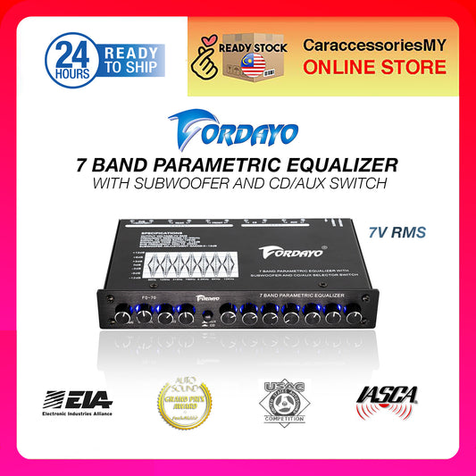 Fordayo 7 band pre amp parametric equalizer with subwoofer output and cd/aux selector switch amplifier