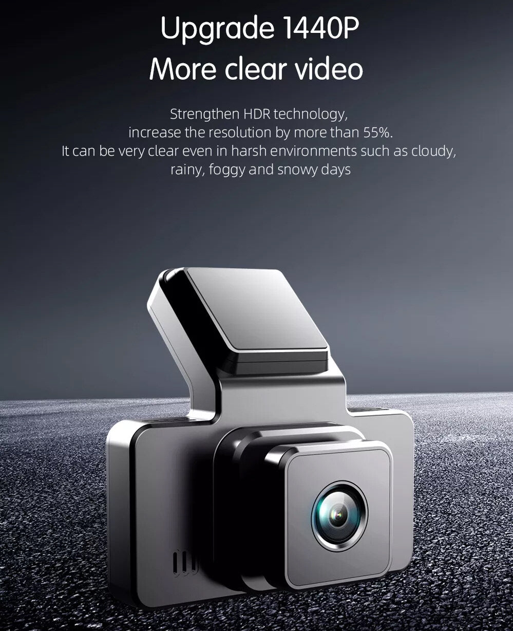 Fordayo Dashcam 2K dual lens front Night Vision Built-in GPS WiFi App Control WDR G-sensor Loop Recording 24H