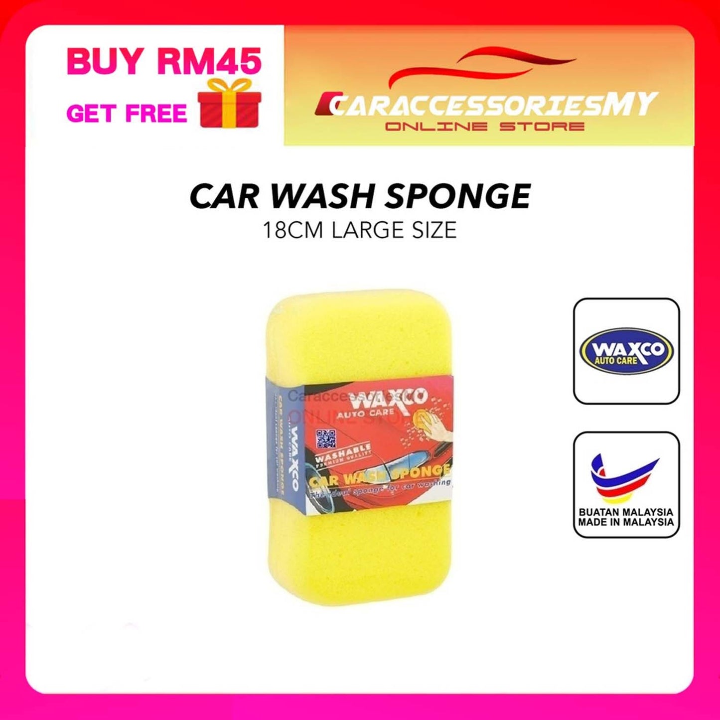 Waxco car wash sponge 18cm auto car care span cuci kereta