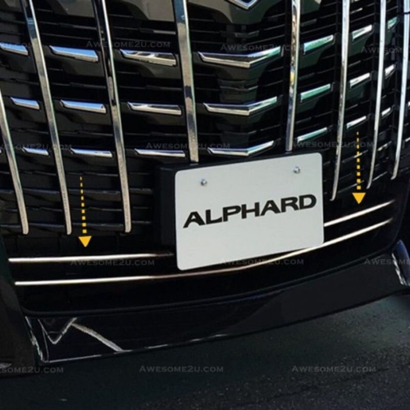 Toyota Alphard 2018-2022 AGH30 Front Bumper Grille Chrome Garnish Trim Lining Stainless Steel Frame