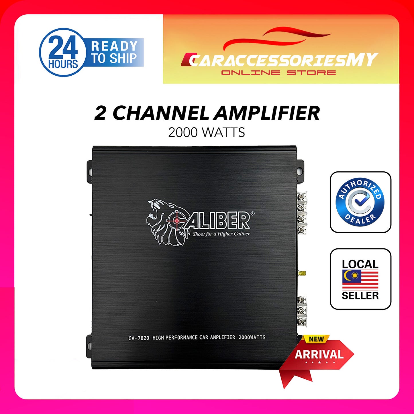 Caliber pre amp 2 channel high power car amplifier car audio system PROTON PERODUA CA-7820