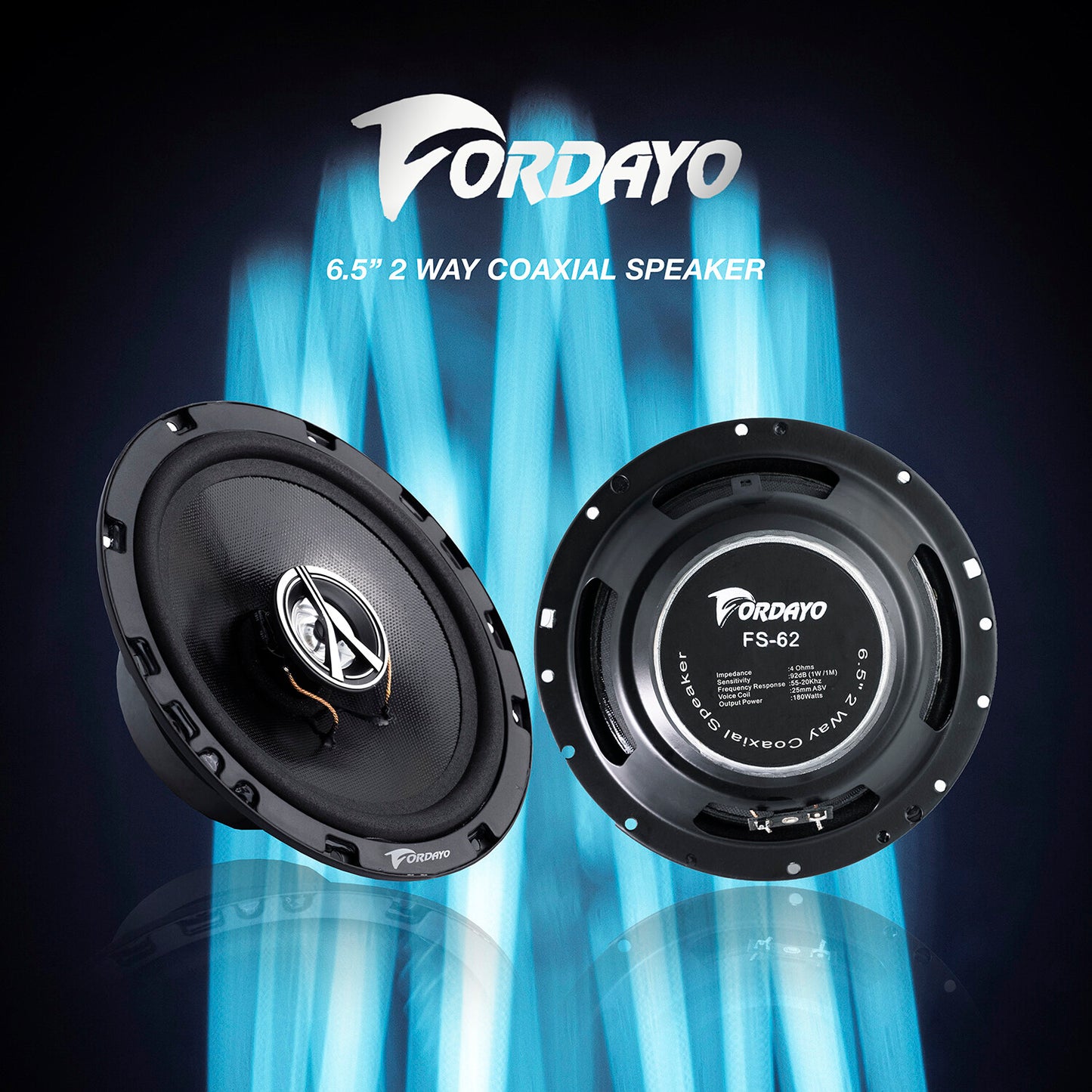 Fordayo 6.5 inch 2 way coaxial speaker car audio speakers speker kereta tweeter woofer bass 汽车喇叭音响 front & rear door universal