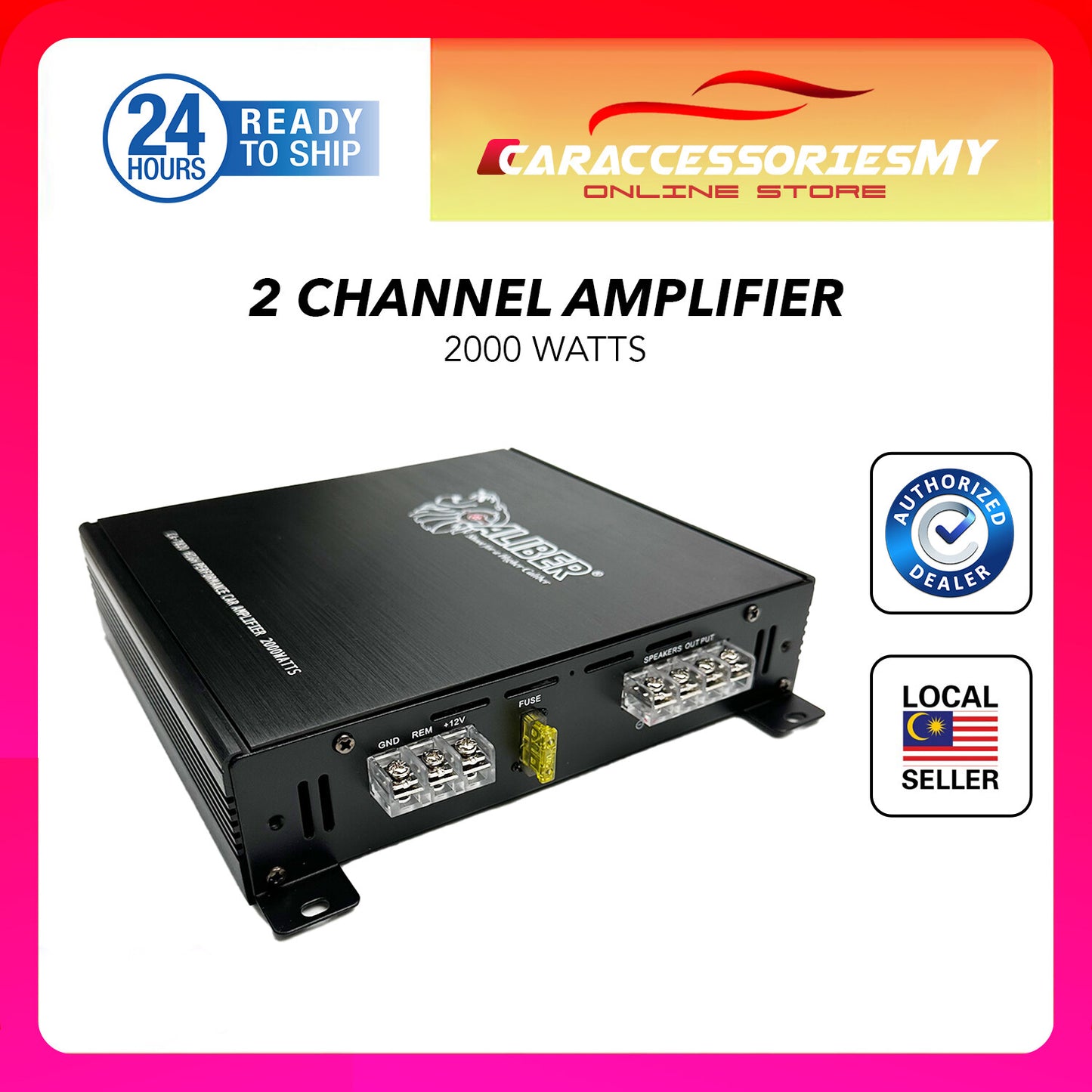 Caliber pre amp 2 channel high power car amplifier car audio system PROTON PERODUA CA-7820