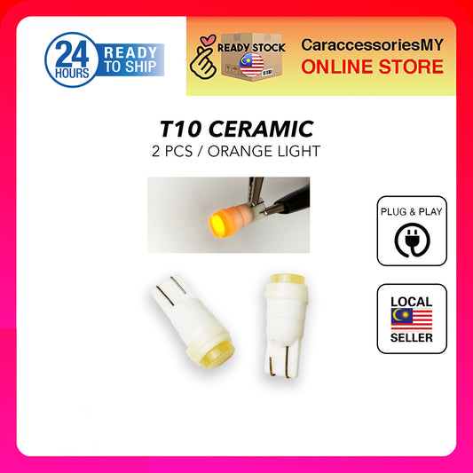 Ceramics T10 W5W Position light License plate light Indoor light the width light yellow orange bulb