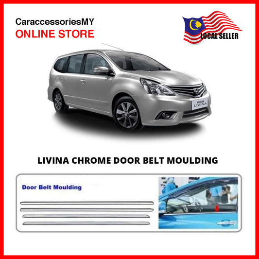 Chrome Door Belt Moulding for Nissan Livina Window Trim 4 pcs