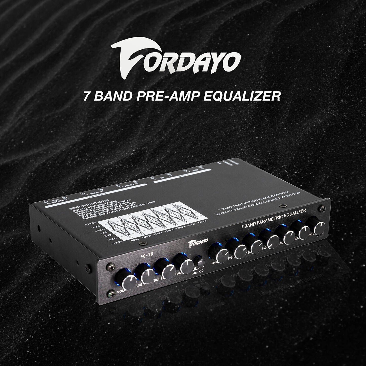 Fordayo 7 band pre amp parametric equalizer with subwoofer output and cd/aux selector switch amplifier