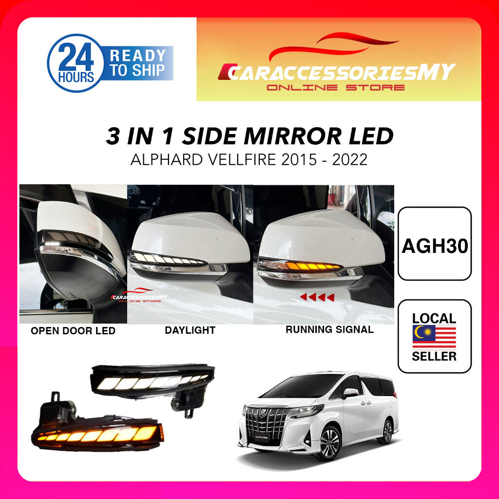 Toyota Alphard Vellfire AGH30 2015-2019 Side Mirror DRL Running Water Turn Signal Daytime Welcome Open Door Light