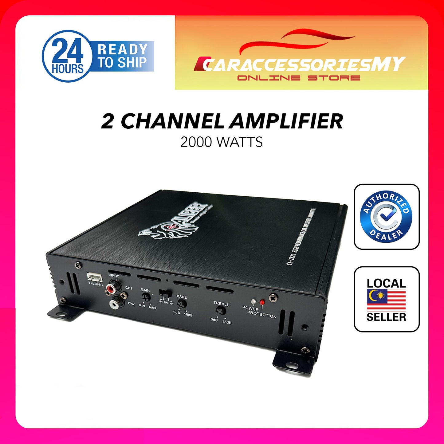 Caliber pre amp 2 channel high power car amplifier car audio system PROTON PERODUA CA-7820