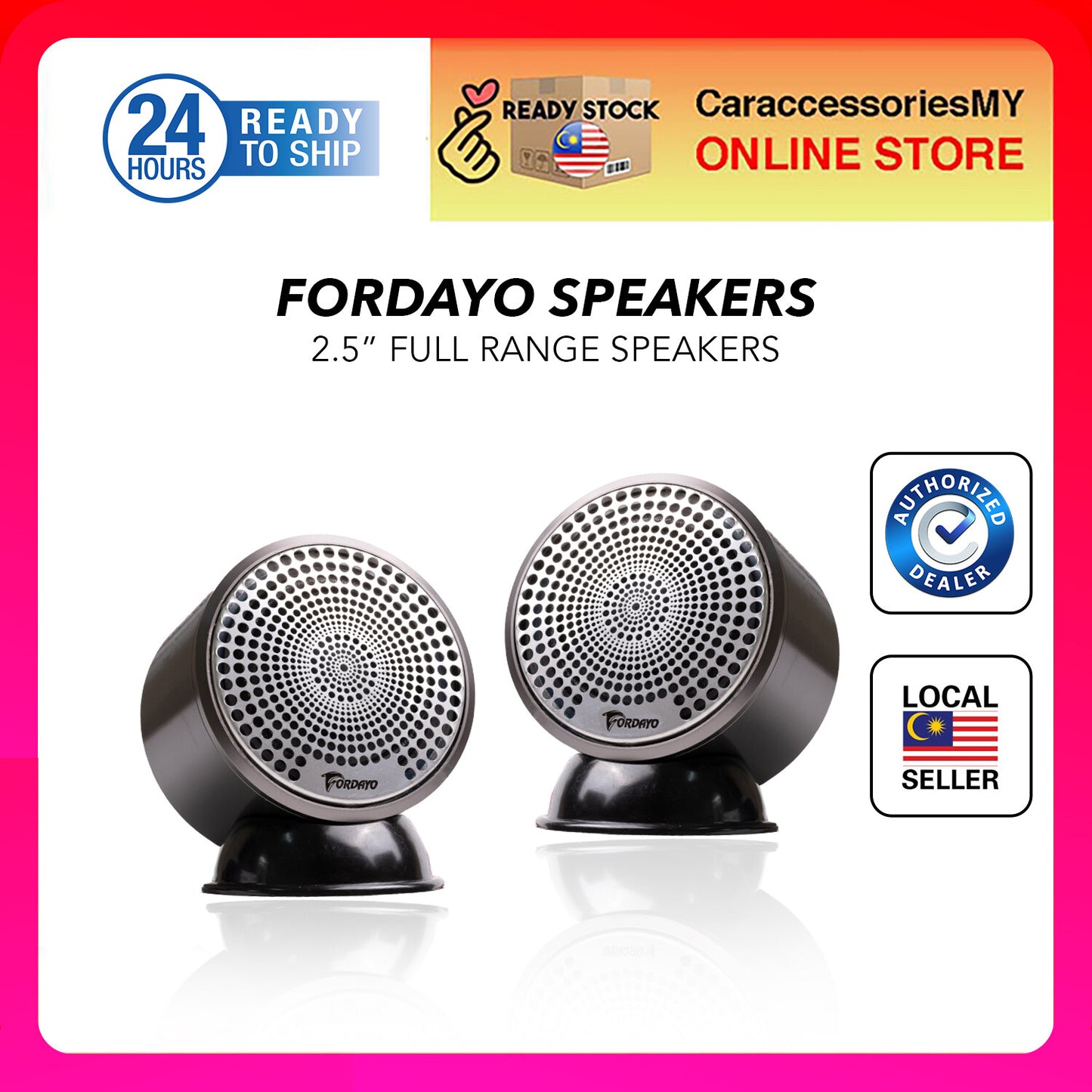 Fordayo 2.5 inch full range speaker car dashboard tweeter mid bass kereta spekers myvi city ativa jbl soundstream