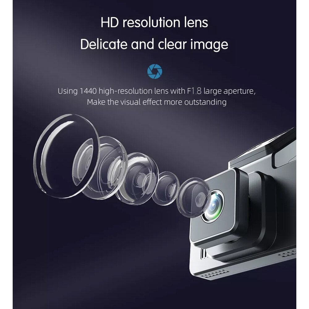 Fordayo Dashcam 2K dual lens front Night Vision Built-in GPS WiFi App Control WDR G-sensor Loop Recording 24H