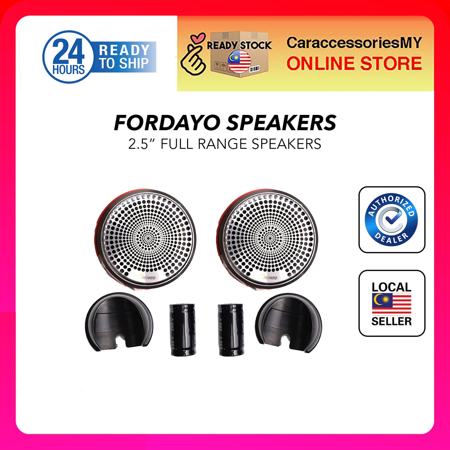 Fordayo 2.5 inch full range speaker car dashboard tweeter mid bass kereta spekers myvi city ativa jbl soundstream