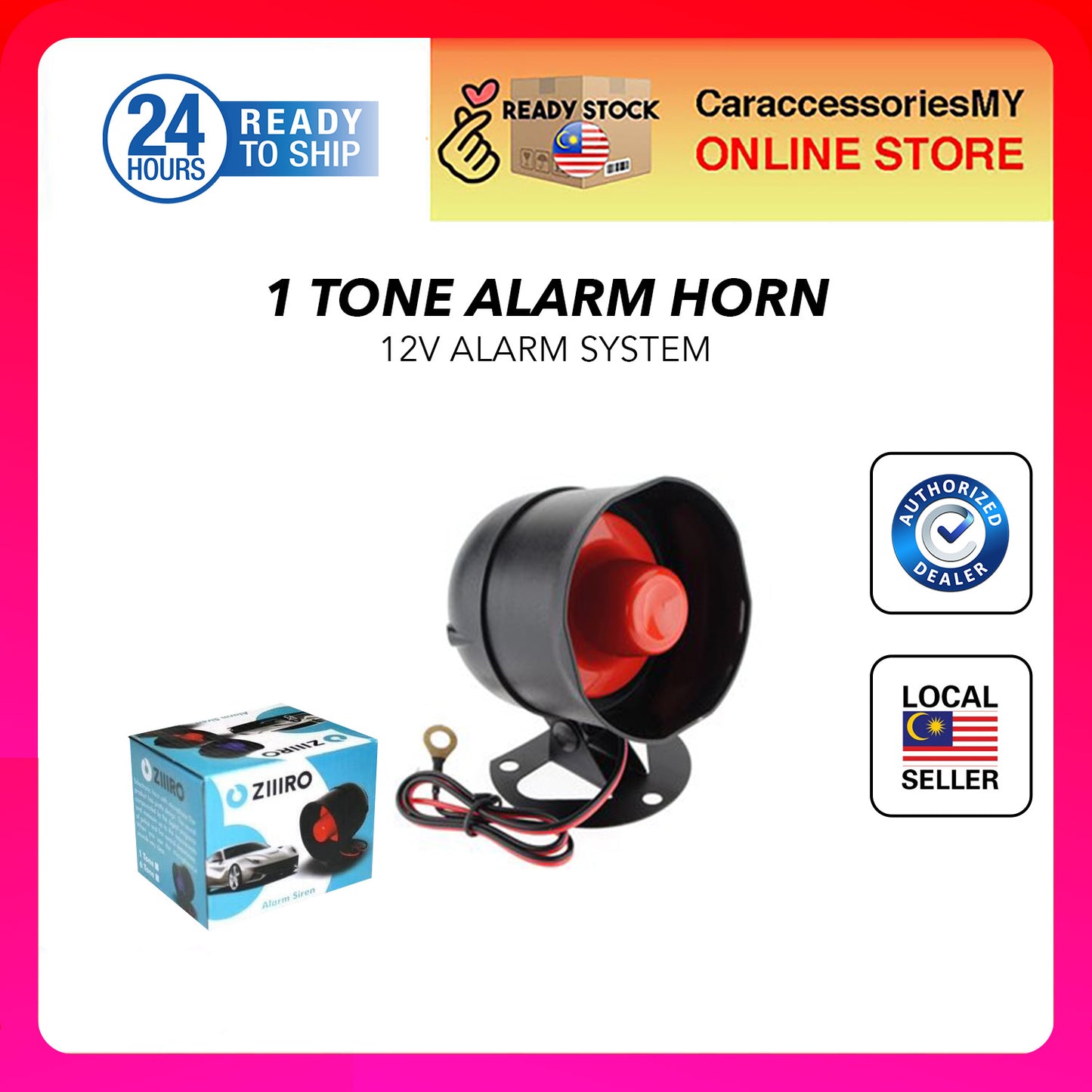 Car Super Loud 12V Alarm System Siren Electric Replacement 1 Tone car horns bike lorry alarm horn