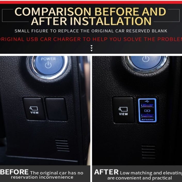 Toyota Alphard Vellfire ANH30 Dual Port USB Charger Smart Quick Charging 6.4A Dual USB Charger 23mm X 34mm