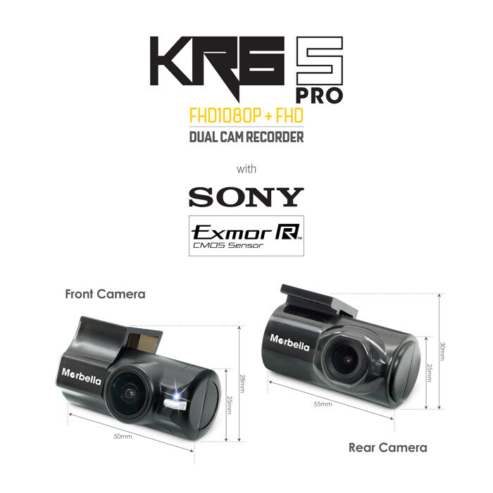 Marbella KR6S PRO 2CH FHD 1080P Front Back Car WIFI Dashcam dvr camcorder black box hidden car cam
