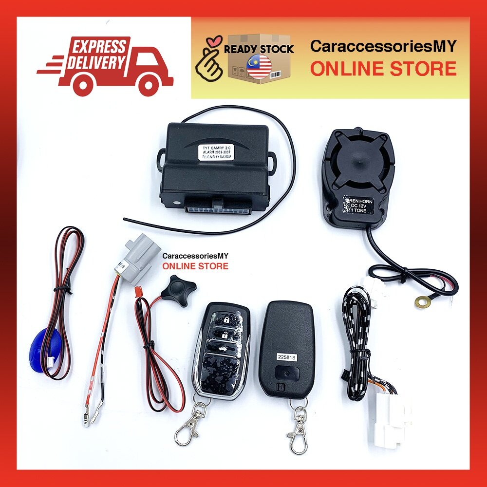 Toyota Camry 2.4 2003-2007 Car alarm with siren + bypass immo socket OEM PLUG & PLAY SYSTEM keyless entry remote