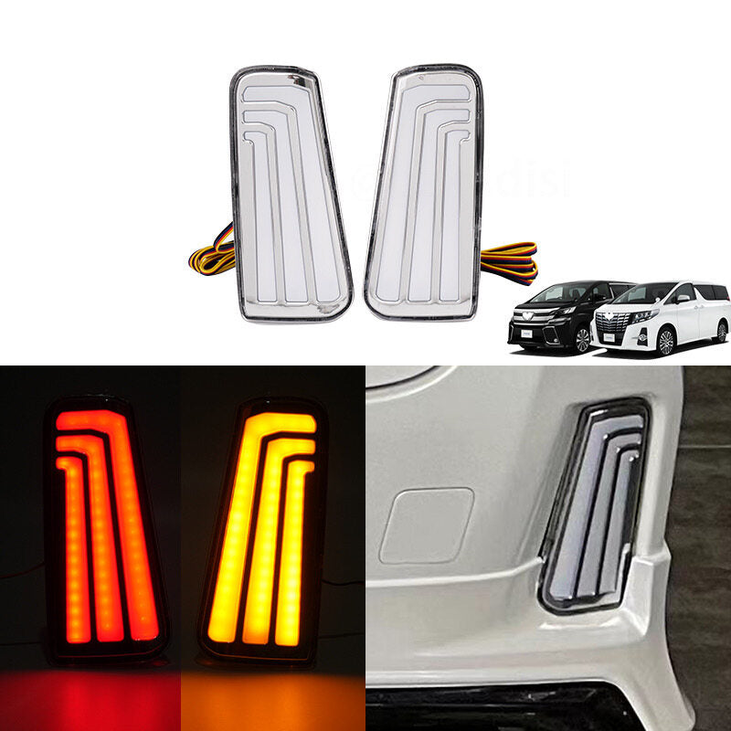 Toyota Alphard Vellfire AGH30 2015-2022 Rear Bumper Reflector Brake Light Signal Lamp Angel Wing LED