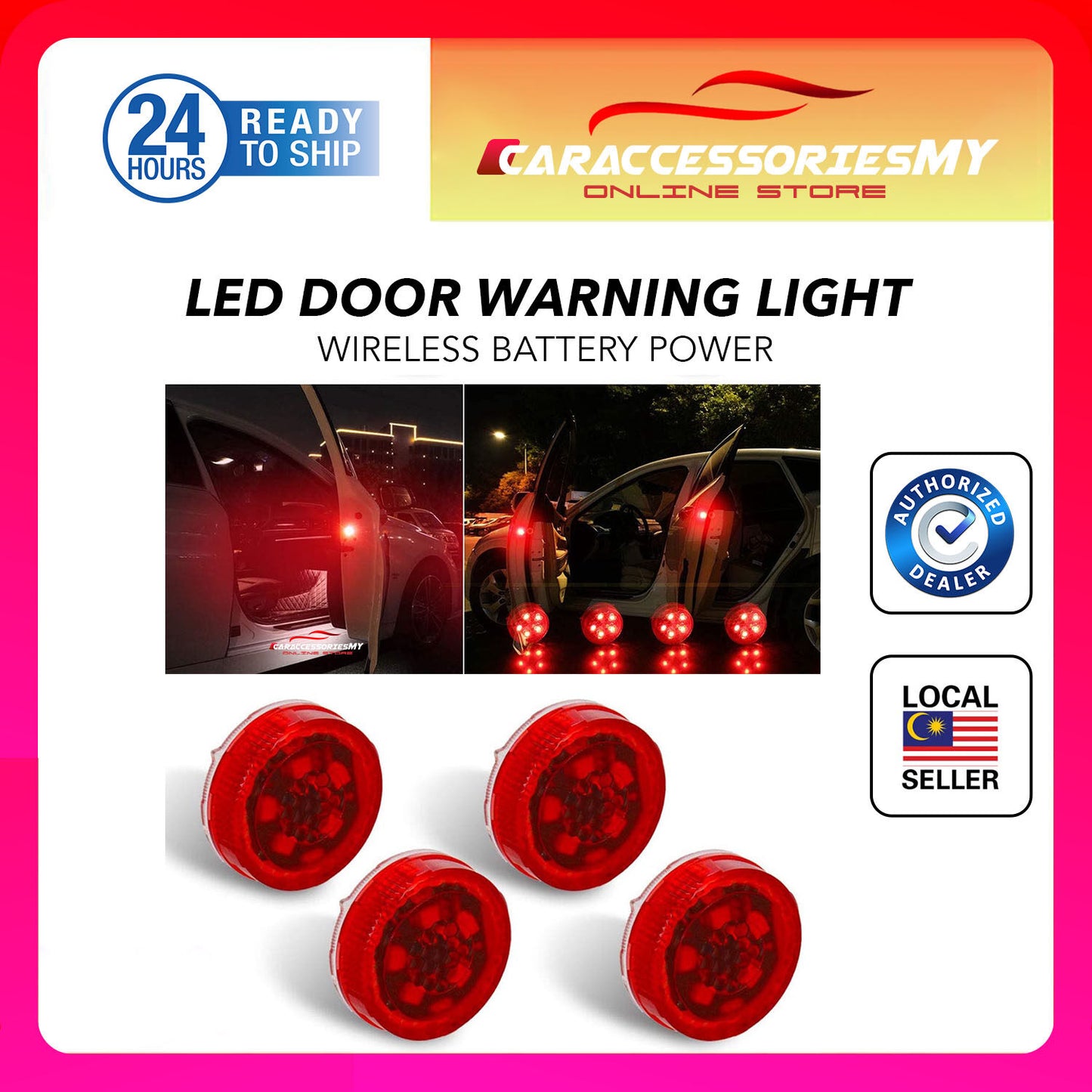 2PCS Universal Wireless Car Door LED Warning Light, Car Door Anti-collision Warning Light Sensor Light,Waterproof LED Strobe Flicker For Anti Rear-end Collision