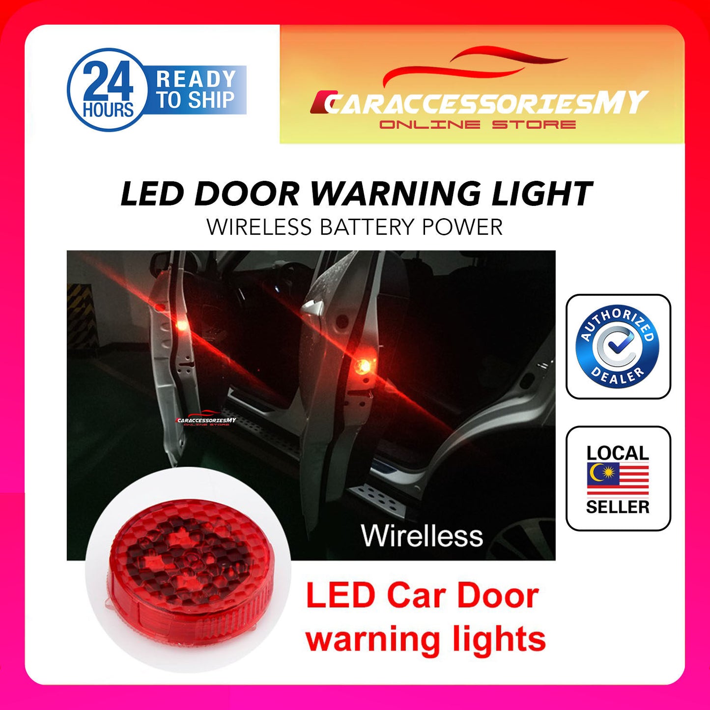 2PCS Universal Wireless Car Door LED Warning Light, Car Door Anti-collision Warning Light Sensor Light,Waterproof LED Strobe Flicker For Anti Rear-end Collision