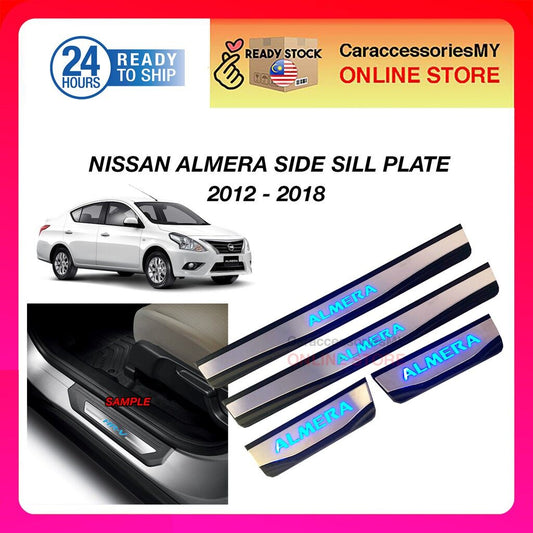 Nissan Almera led side sill plate 2012 2018 side step car accessories chrome abs